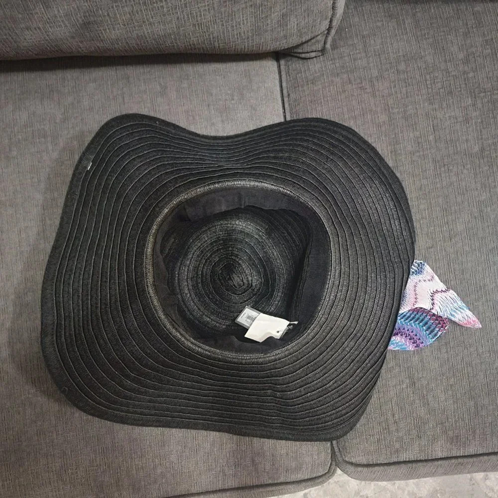 APT 9 Women's Black Summer Beach Straw Sun Hat Size OS - Picture 7 of 10